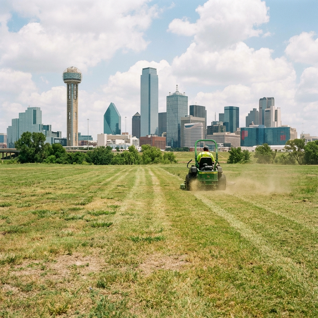 Freshly mowed DFW lawn